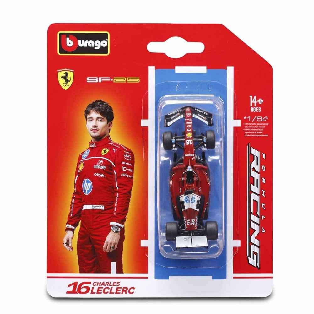 Bburago 56801L 1/64 Ferrari F1 No.16 Charles Leclerc 2025 Season Car