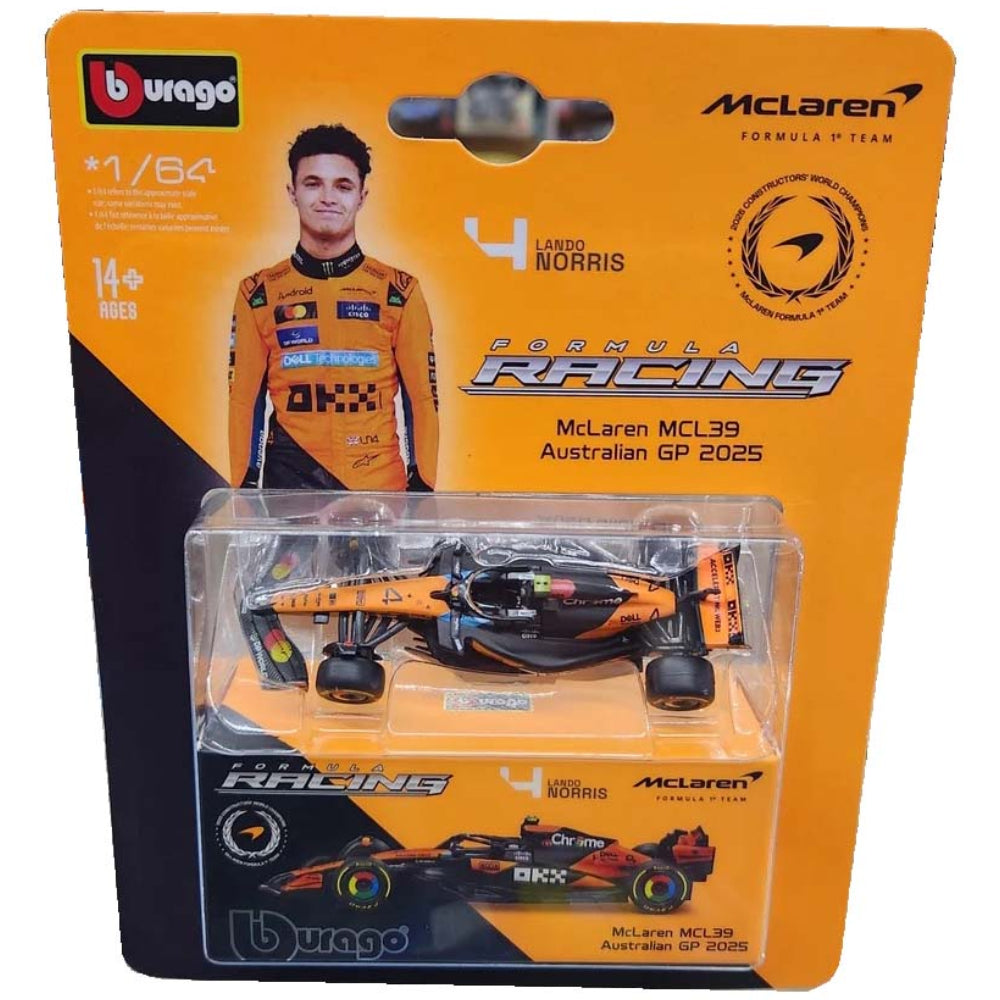 Bburago F1 1/64 Premium 2025 McLaren MCL39 w/Collector Box No.4 Lando Norris