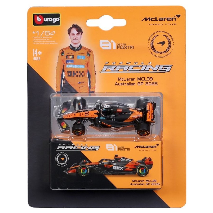 Bburago F1 1/64 Premium 2025 McLaren MCL39 w/Collector Box No.81 Oscar Piastri