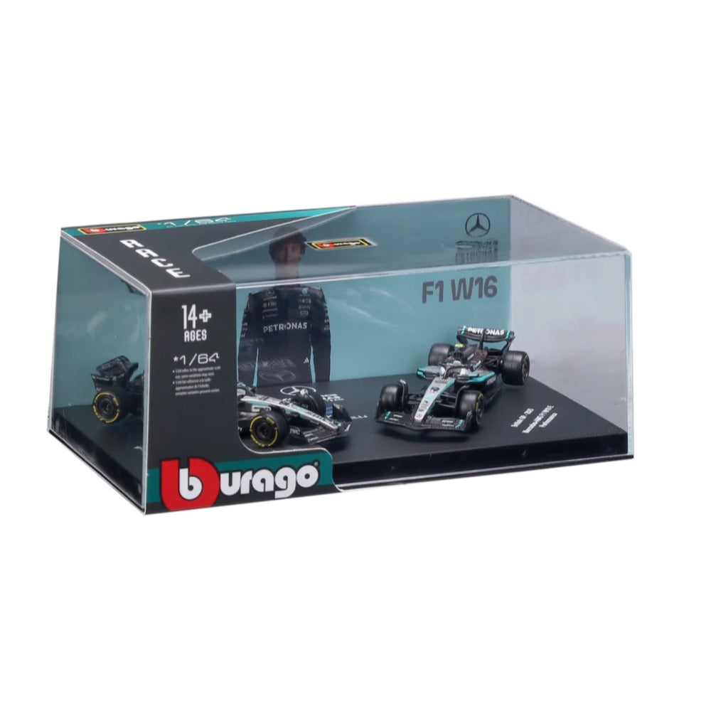 Bburago 1/64 F1 Premium 2025 Mercedes AMG W16 Antonelli No.12 Twin Pack in Showcase