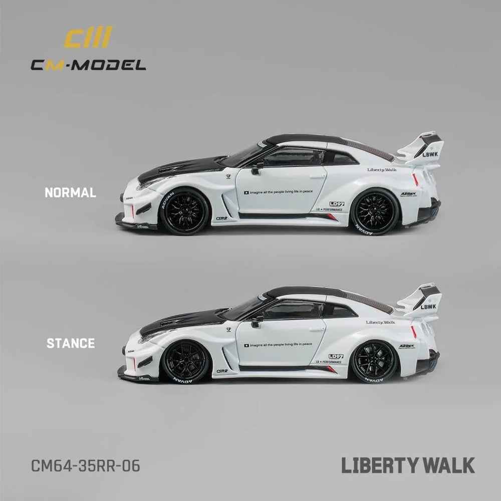 CM Model 64-35GTRR-06 1/64 LB-Silhouette Works GT Nissan 35GT-RR White And Black Carbon