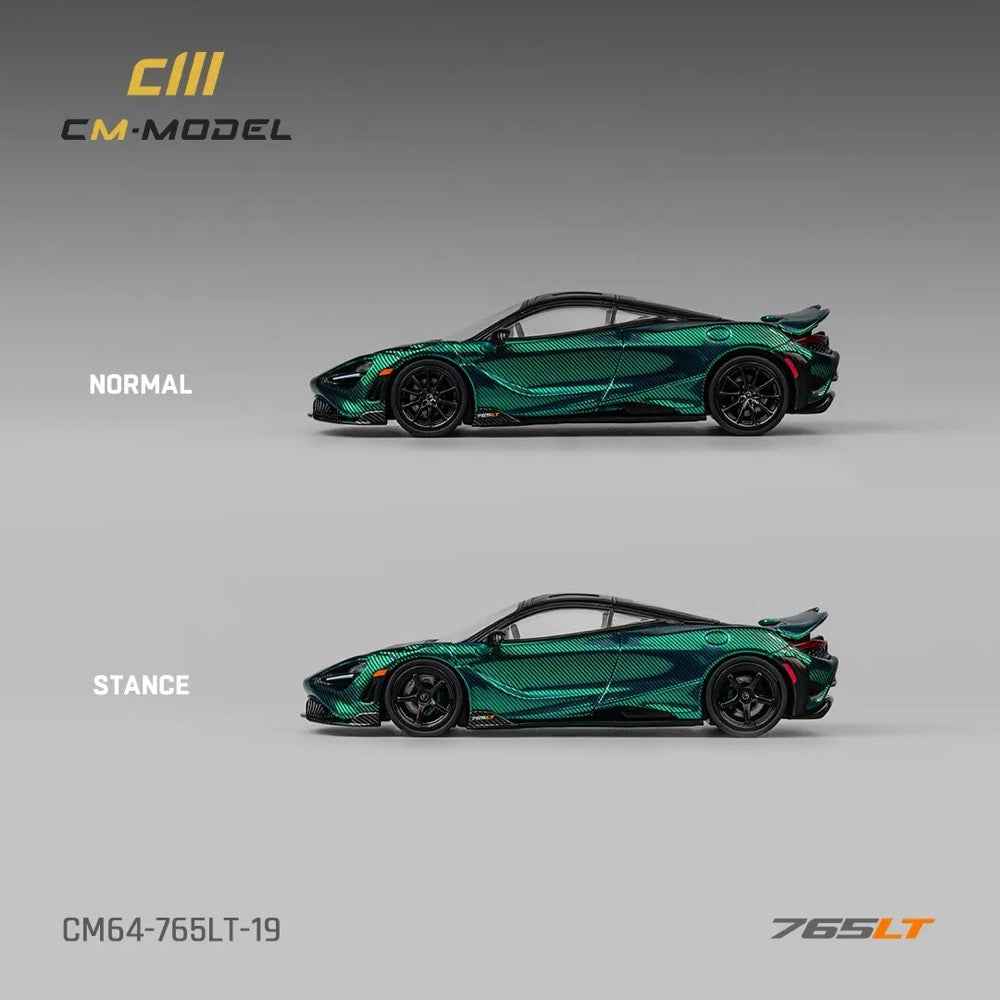 CM Model 64-765LT-19 1/64 Mclaren 765LT Chrome Green Full Carbon