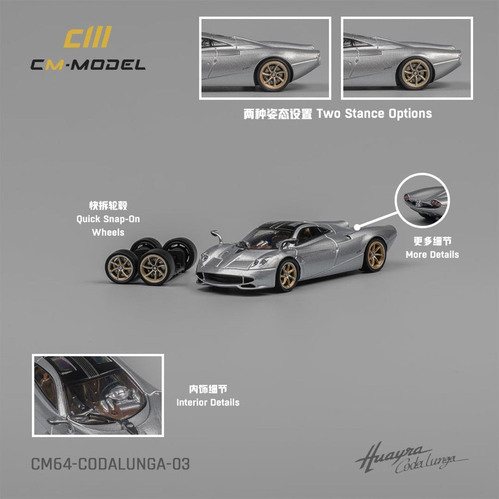 CM Model 1/64 Pagani Codalunga Metallic Silver