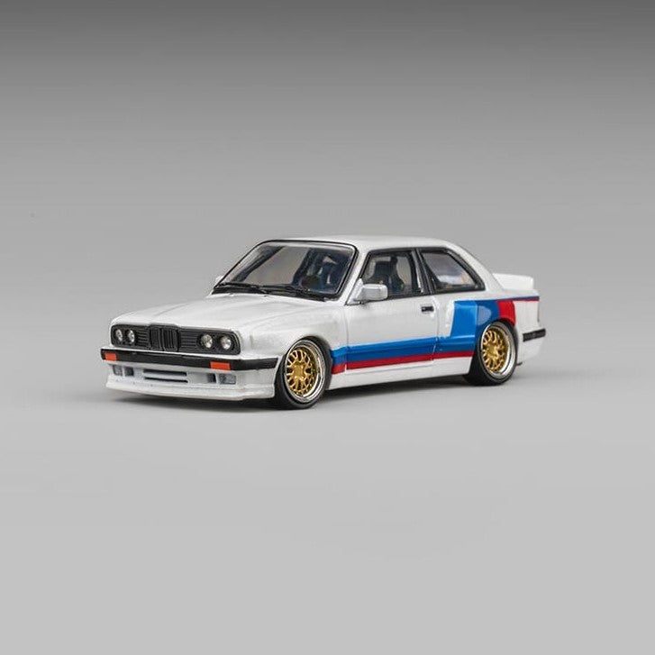 CM Model 1/64 Pandem M3 E30 Alpine White with M Tri-Stripes