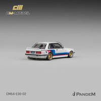 CM Model 1/64 Pandem M3 E30 Alpine White with M Tri-Stripes