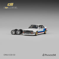 CM Model 1/64 Pandem M3 E30 Alpine White with M Tri-Stripes