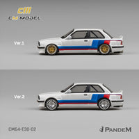 CM Model 1/64 Pandem M3 E30 Alpine White with M Tri-Stripes