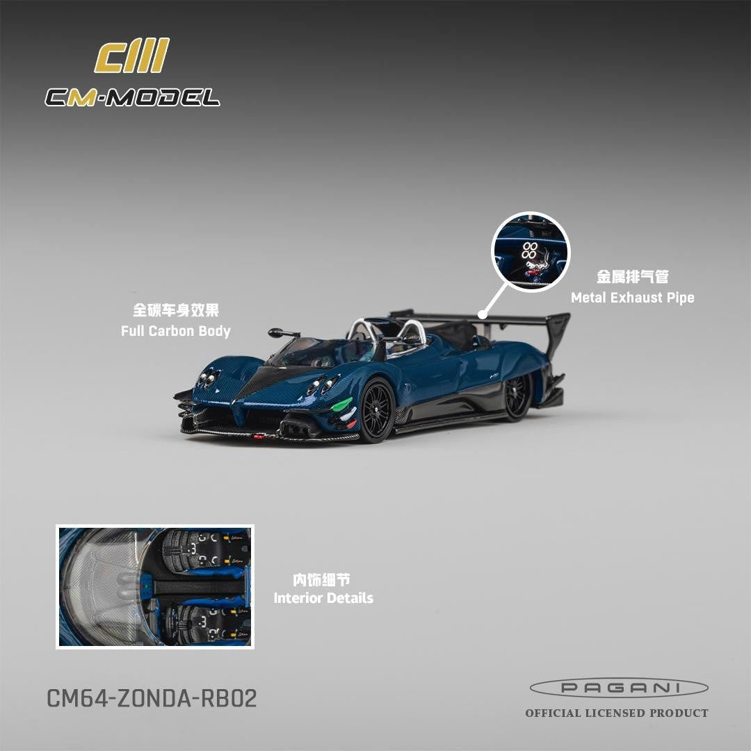 CM Model 1/64 Pagani Zonda Revolution Barchetta Blue Full Carbon