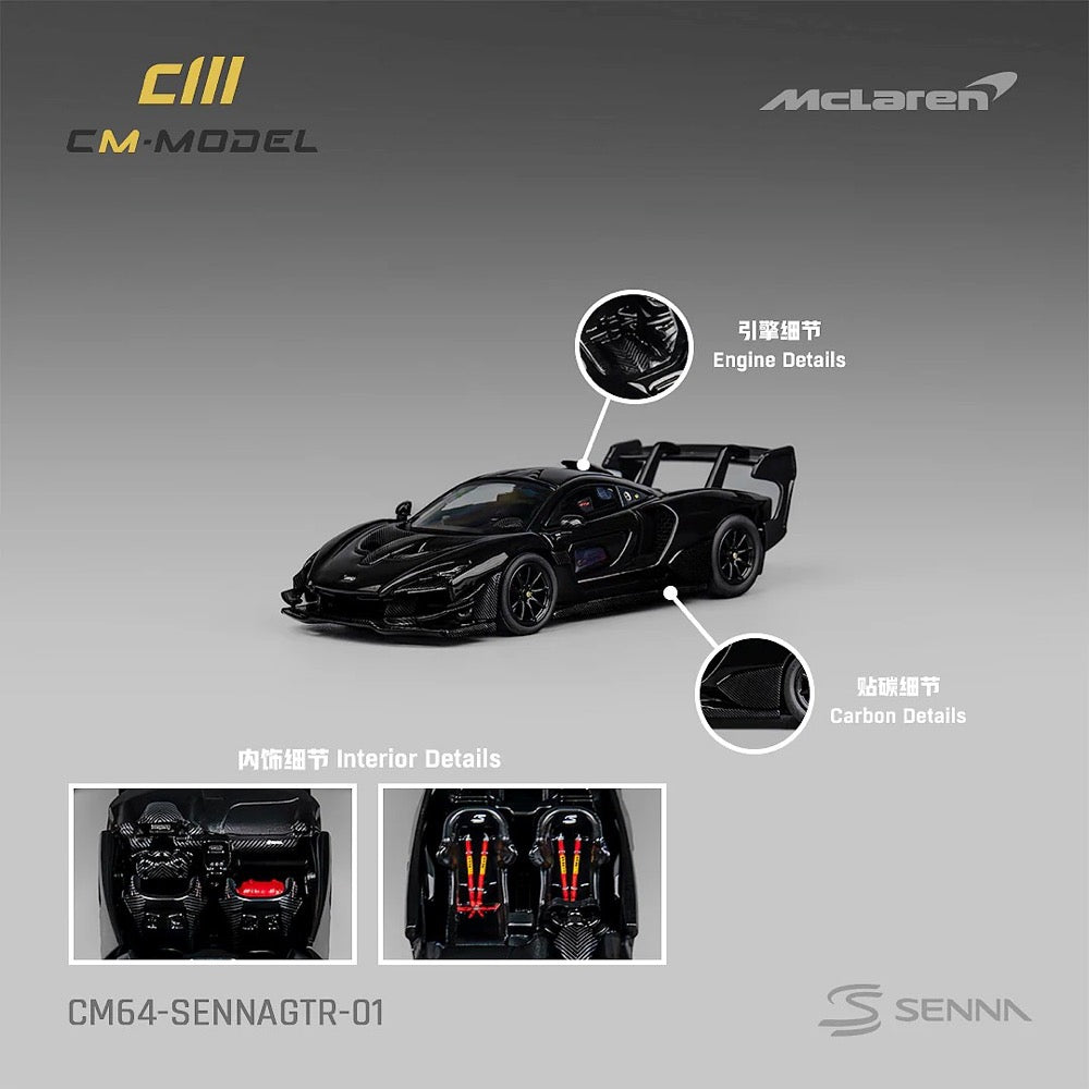 CM Model 64-Senna GTR-01 1/64 Mclaren Senna GTR Black