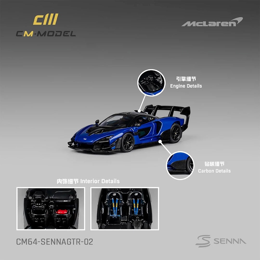 CM Model 1/64 McLaren Senna GTR Metallic Blue