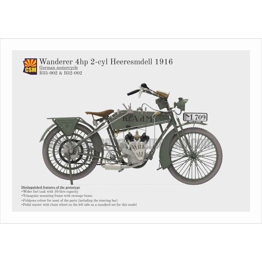 Copper State Models B35-002 1/35 Wanderer 4PS 1916 Motorcycle