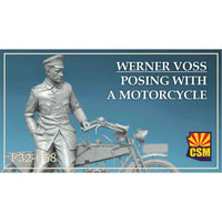 Copper State Models F32-058 1/32 Werner Voss Posing with a Motorcycle