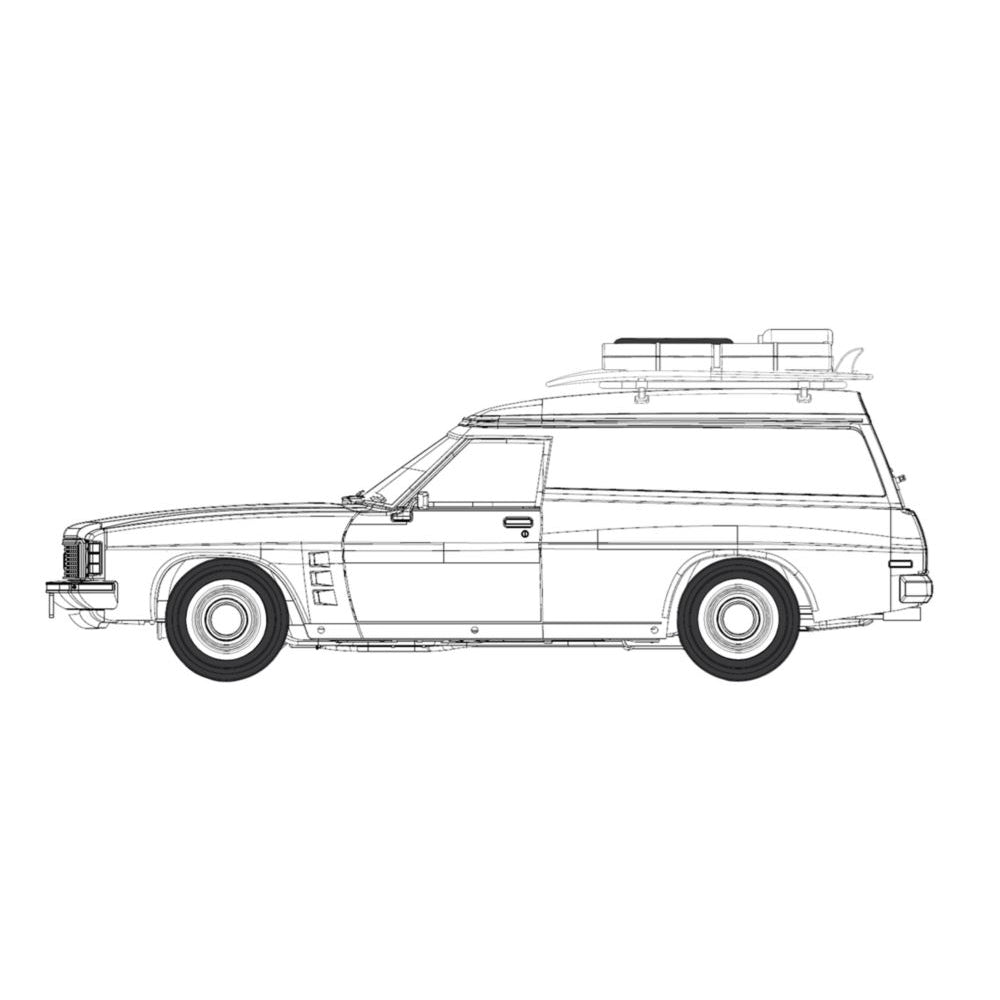 DDA 516K 1/24 Standard 6 Sandman HJ Panel Van with Kingswood Wheels Plastic Model Kit 781005092060