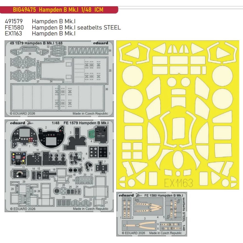 Eduard 1/48 Hampden B Mk.I Big Ed Set for ICM