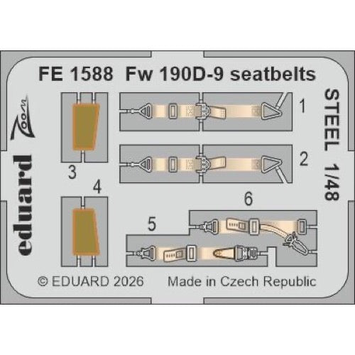 Eduard 1/48 Fw 190D-9 Seatbelts STEEL Zoom Set for MiniArt