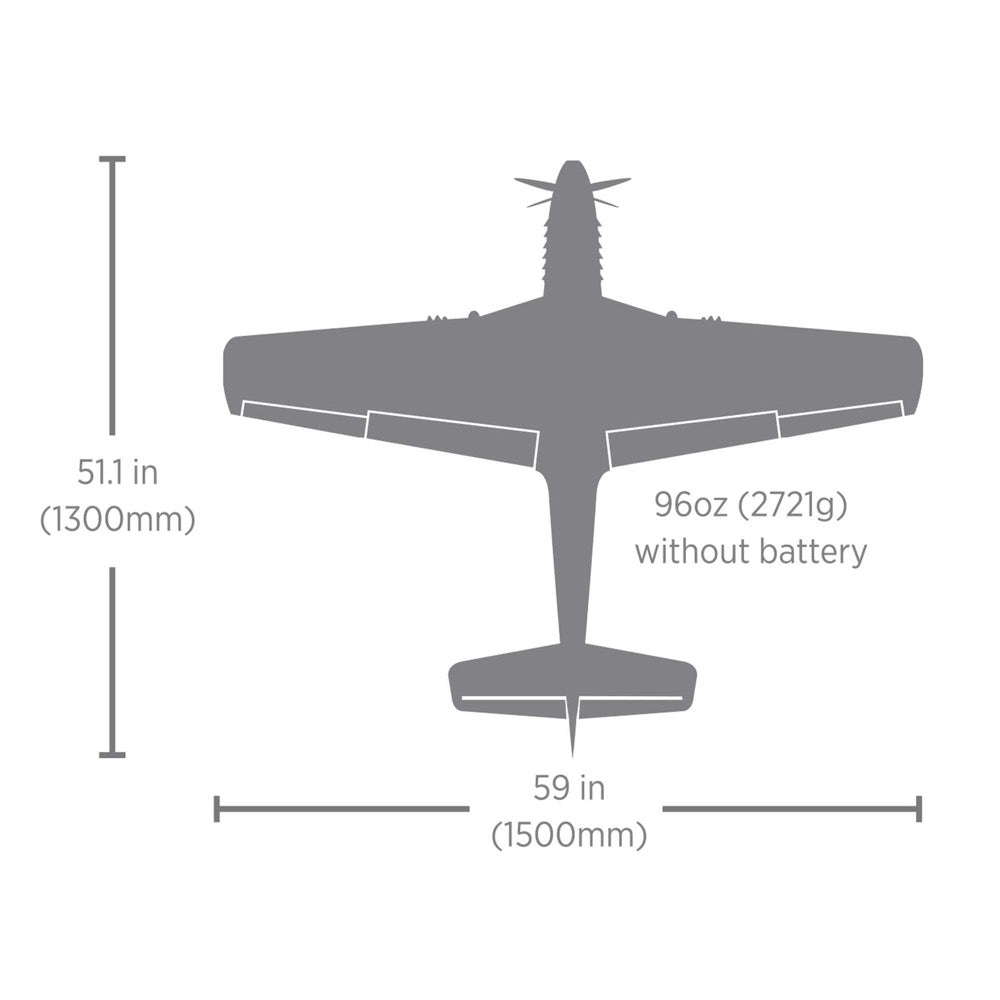 E-flite P-51D Mustang "Big Beautiful Doll" 1.5m BNF Basic with AS3X+ and SAFE Select