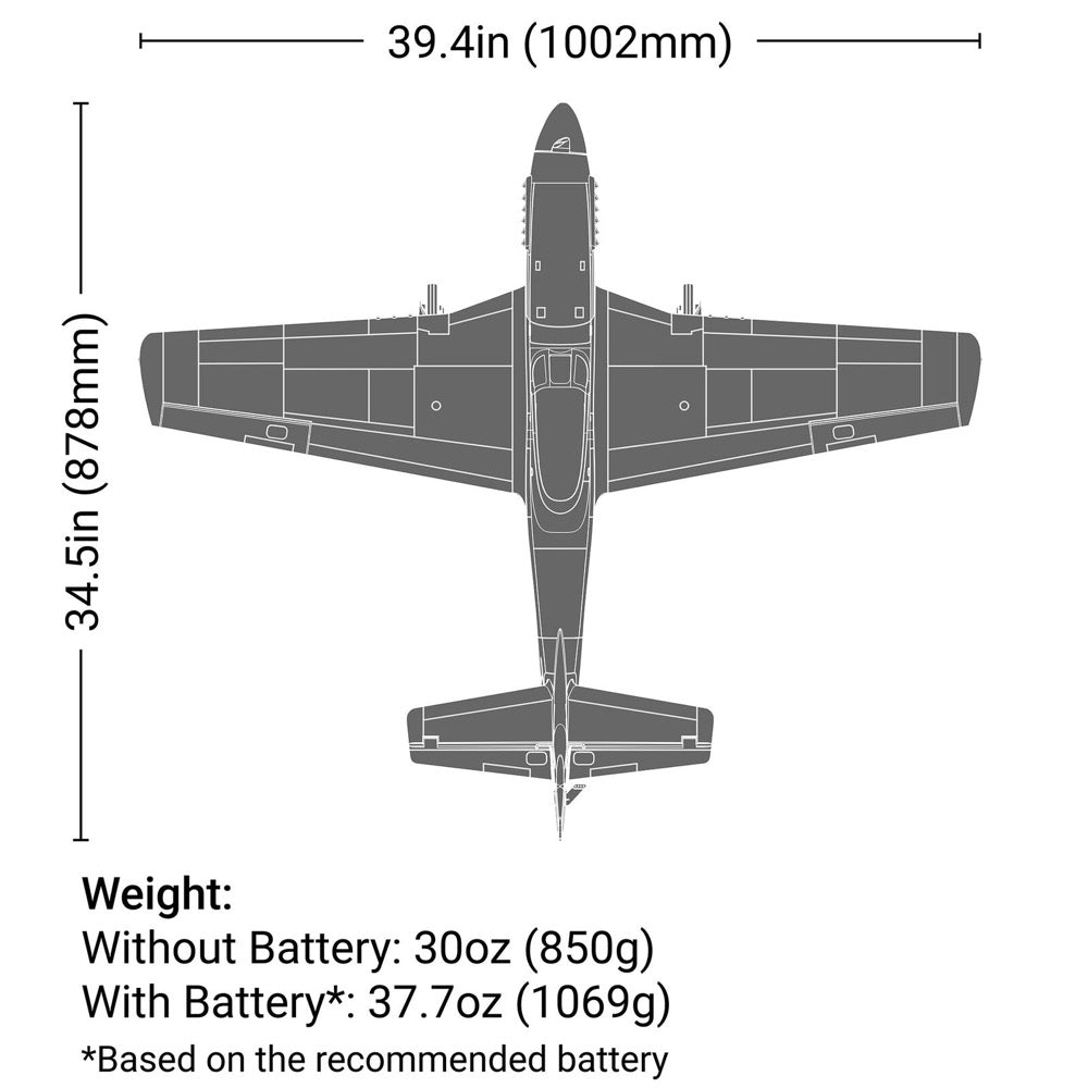 E-Flite EFL02650 P-51D Mustang 1.0m BNF Basic with AS3X and SAFE Select