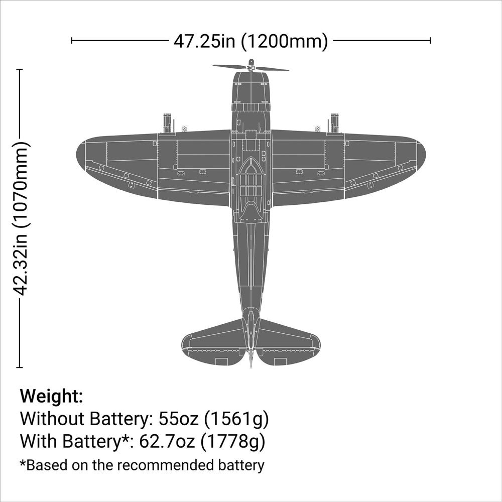E-Flite P-47 Razorback 1.2m with Smart Technology BNF Basic EFL08450