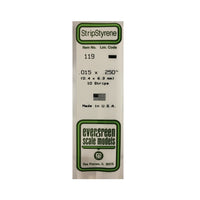 Evergreen 00119 Styrene Strips 0.015 x 0.250 x 14in / 0.38mm x 6.4mm x 36cm - 10