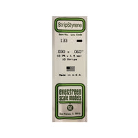 Evergreen 00133 Styrene Strips 0.030 x 0.060 x 14in / 0.76mm x 1.5mm x 36cm - 10
