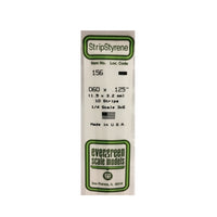 Evergreen 00156 Styrene Strips 0.060 x 0.125 x 14in / 1.5mm x 3.2mm x 36cm - 10