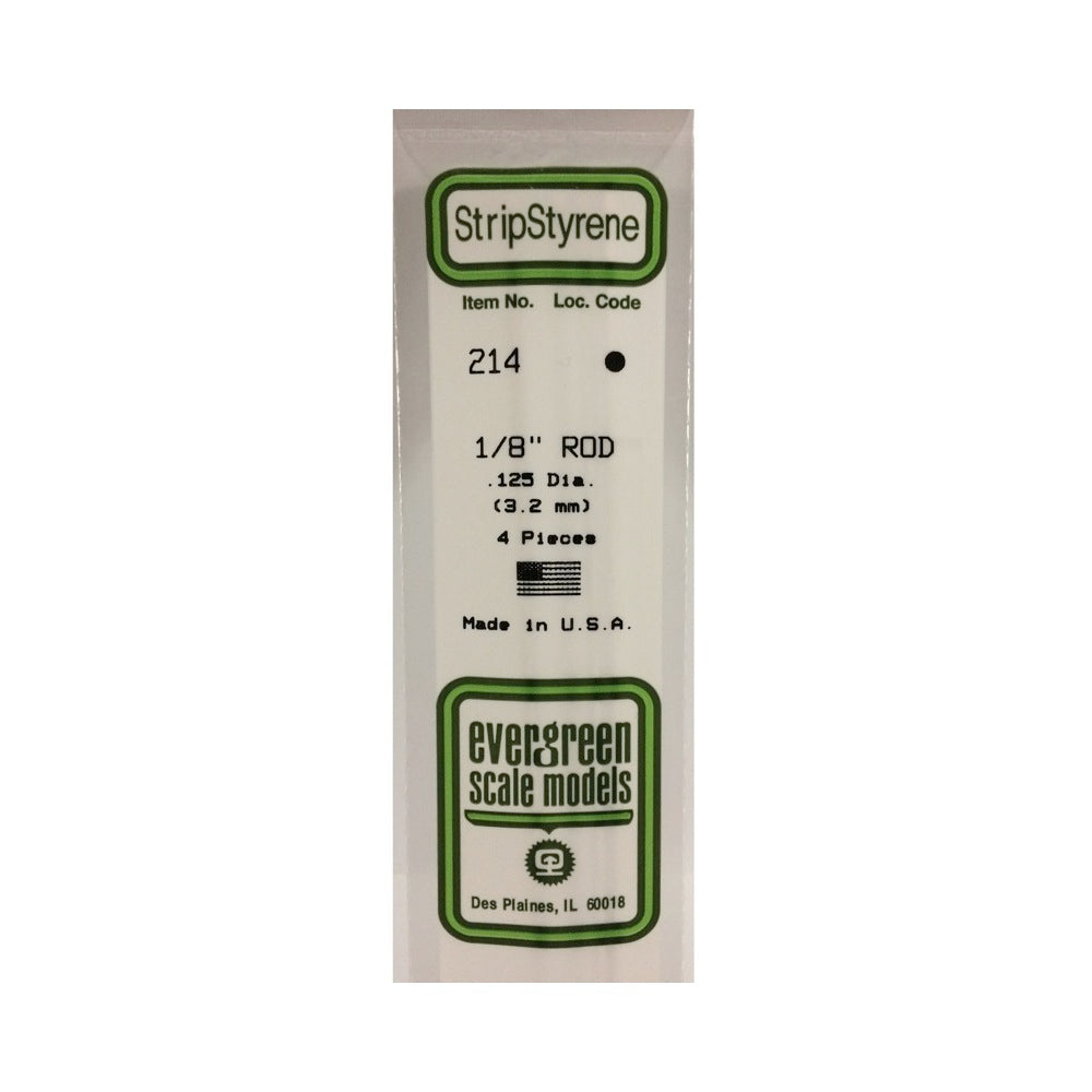 Evergreen 00214 Styrene Rod 0.125 x 14in / 3.2mm x 36cm - 4