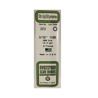 Evergreen 00223 Styrene Tube 0.093 x 14in / 2.4mm x 36cm - 6