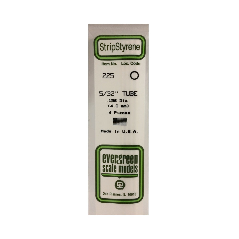 Evergreen 00225 Styrene Tube 0.156 x 14in / 4mm x 36cm 4pc