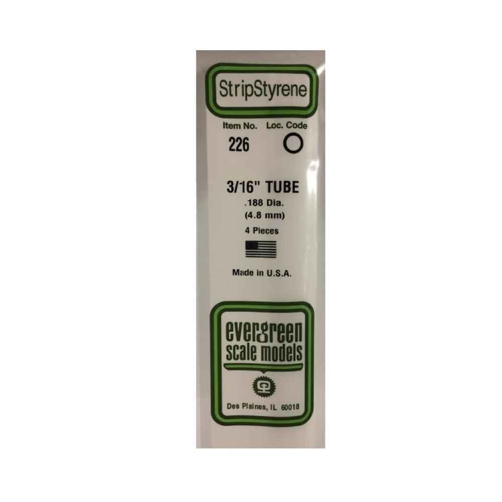 Evergreen 00226 Styrene Tube 0.187 x 14in / 4.8mm x 36cm - 4