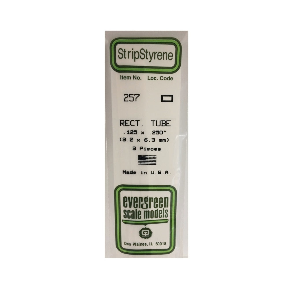 Evergreen 00257 Styrene Rectangular Tube 0.125 x 0.250 x 14in / 3.2mm x 6.4mm x 36cm - 3