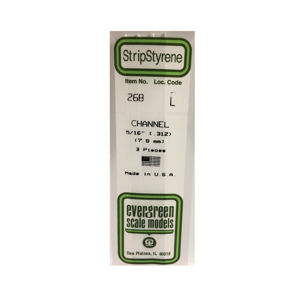 Evergreen 00268 Styrene Channel .312in/7.9mm 14in/35cm - 3