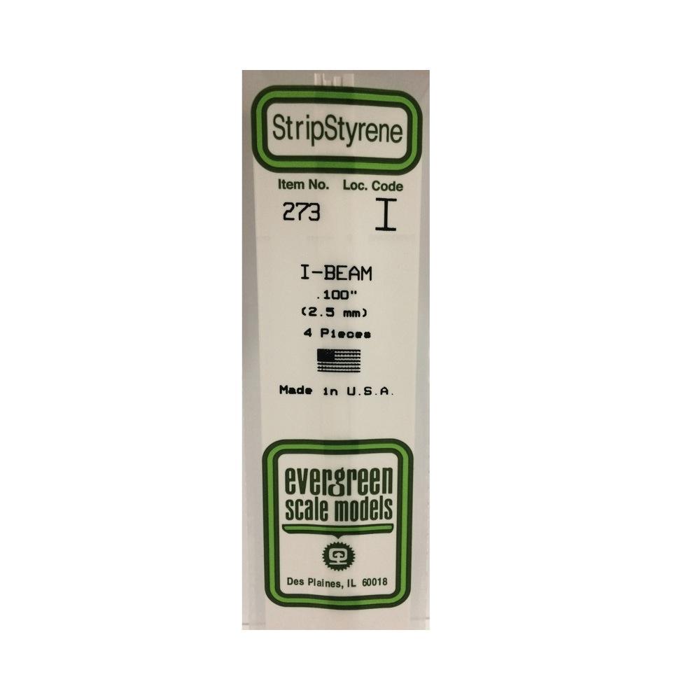 Evergreen 00273 Styrene I-Beam .100 /2.5mm 14in/35cm - 4