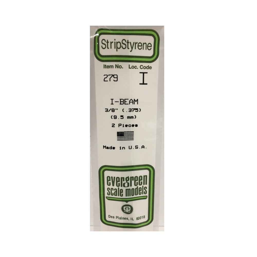 Evergreen 00279 Styrene I-Beam .375 in/ 9.5mm 14in/35cm - 2