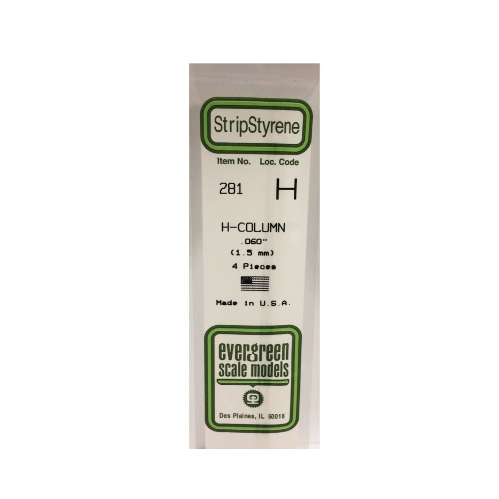 Evergreen 00281 H-Column 0.060 x 14in / 1.5mm x 36cm 4pc