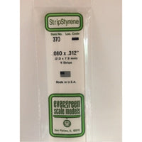 Evergreen 370 White Polystyrene Strip 0.080 x 0.312 x 24in / 2mm x 7.9mm x 61cm (9)
