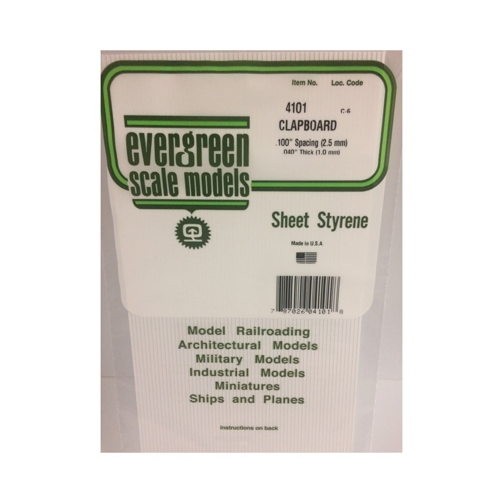 Evergreen 04041 Styrene Clapboard Spacing 0.040 x 6 x 12in / 1mm x 15cm x 30cm - 1