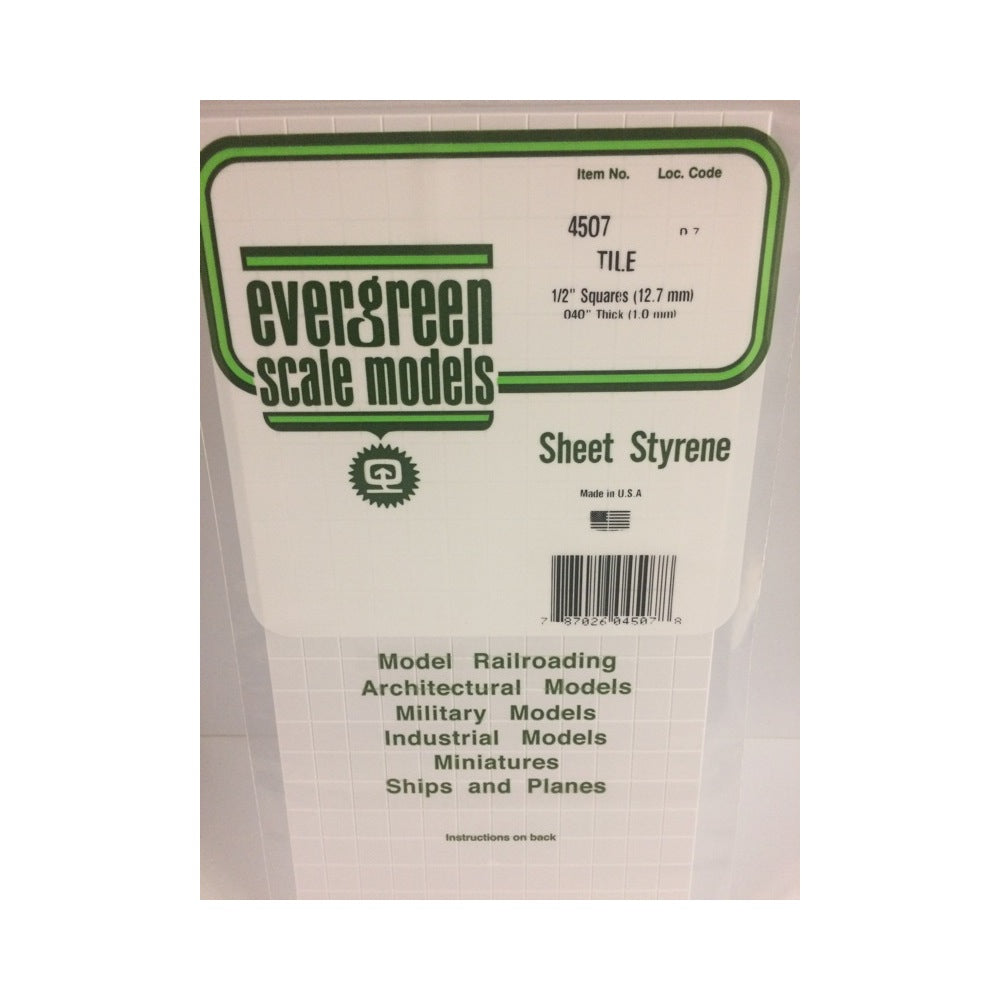 Evergreen 04507 Square Tile0.500 x 6 x 12in / 12.7mm x 15cm x 30cm 1pc