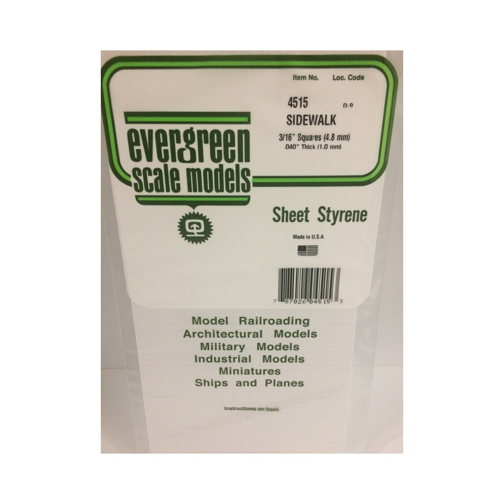 Evergreen 04515 Styrene Sidewalk 0.188 x 6 x 12in / 4.8mm x 15cm x 30cm - 1