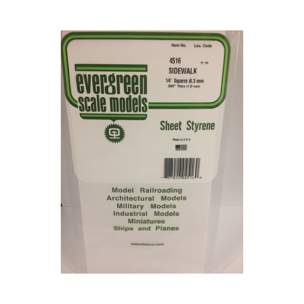 Evergreen 04516 Styrene Sidewalk 0.250 x 6 x 12in / 6.4mm x 15cm x 30cm - 1