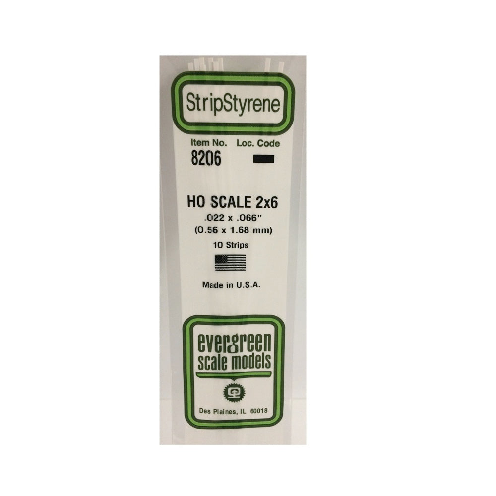 Evergreen 08206 Styrene Strip 0.023 x 0.069 x 14in - 10