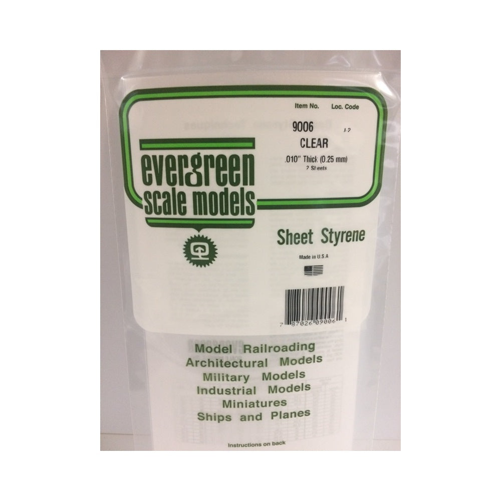 Evergreen 09006 Styrene Clear Sheets 0.010 x 6 x 12in / 0.25mm x 15cm x 30cm - 2