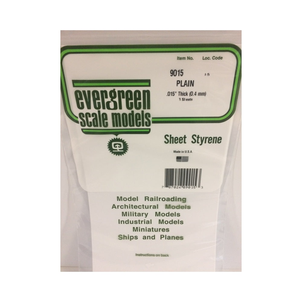 Evergreen 09015 Styrene White Sheets 0.015 x 6 x 12in / 0.38mm x 15cm x 30cm - 3