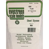 Evergreen 09080 Styrene White Sheet 0.080 x 6 x 12in / 2mm x 15cm x 30cm 1pc - Metro Hobbies