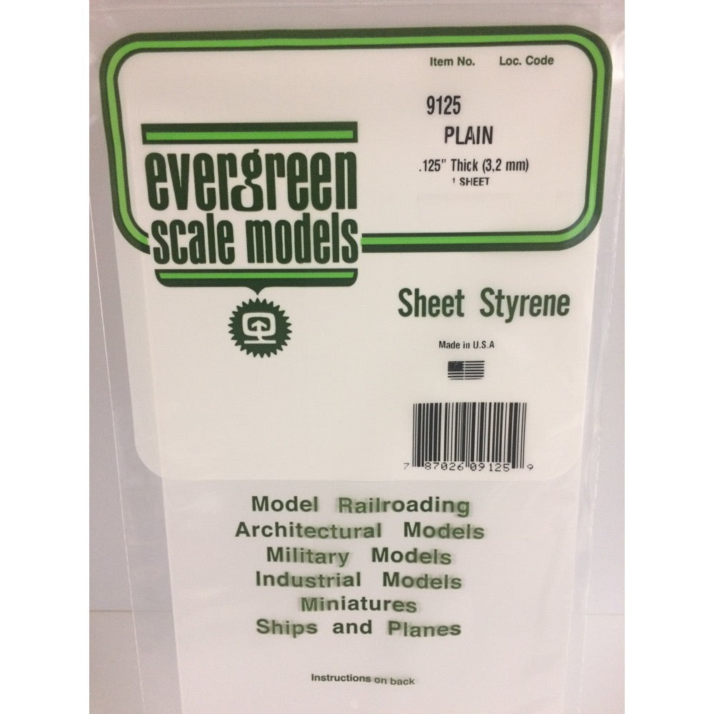 Evergreen 09125 Sheet 0.126 x 6 x 12in / 3.2mm x 15cm x 30cm 1pc
