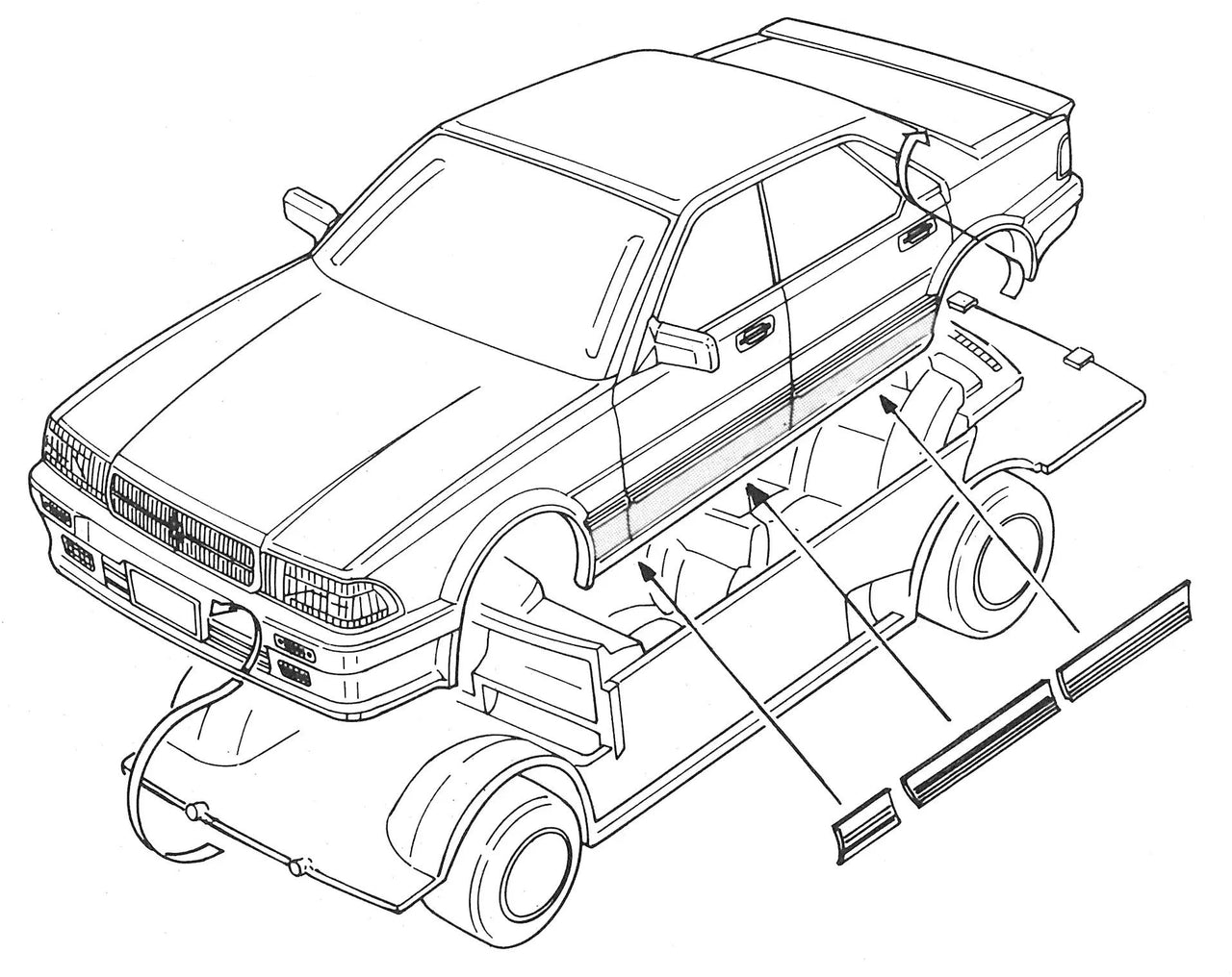 Fujimi 1/24 7th Skyline 4door H.T GTS High Society Car Version HC-14 Plastic Model Kit