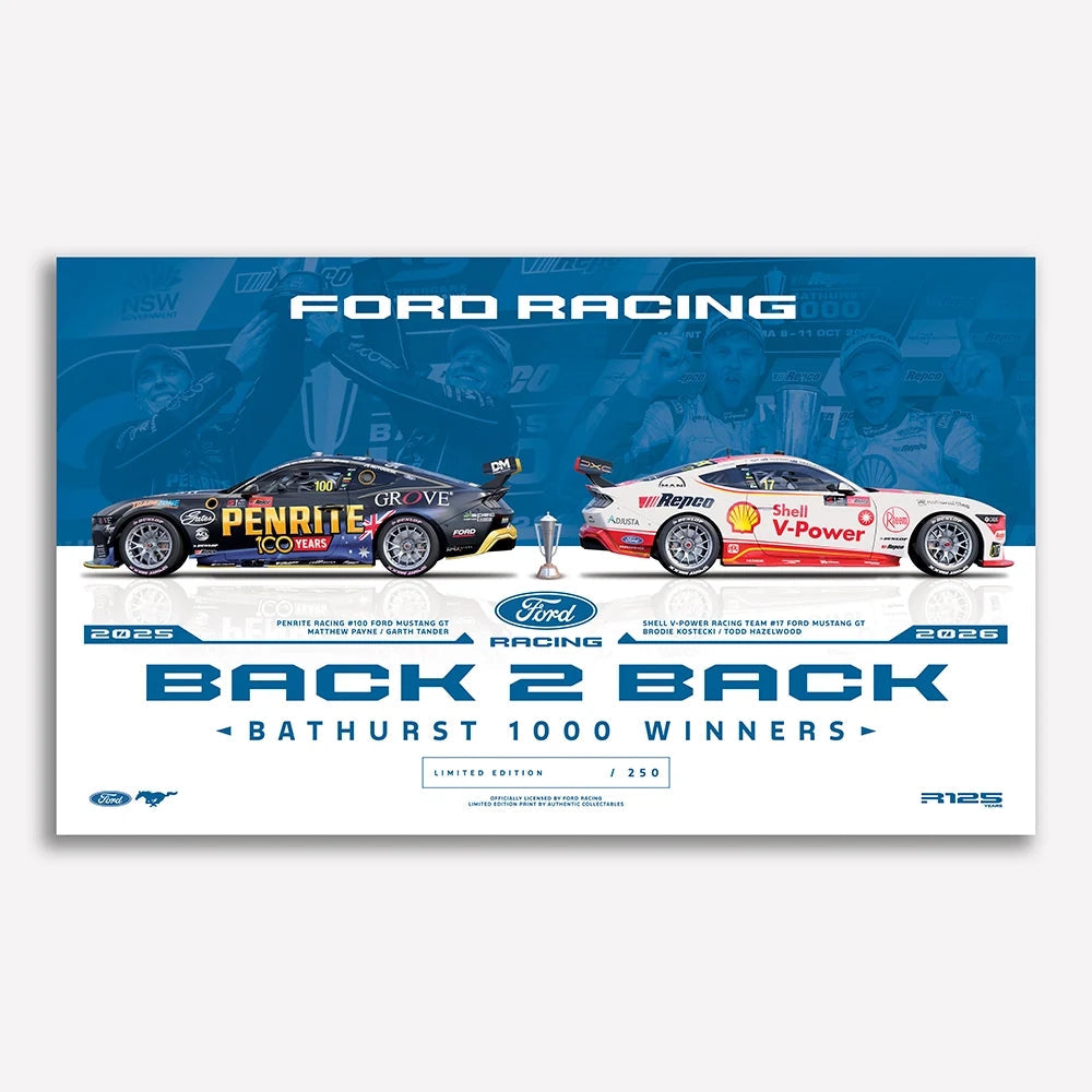 Authentic Collectables Ford Racing Back-2-Back Bathurst 1000 Winners Limited Edition Large Format Collectors Print