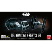 Bandai 5064110 Star Wars Vehicle Model 007 Tie Advanced X 1 and Fighter Set 0214502 4573102641106