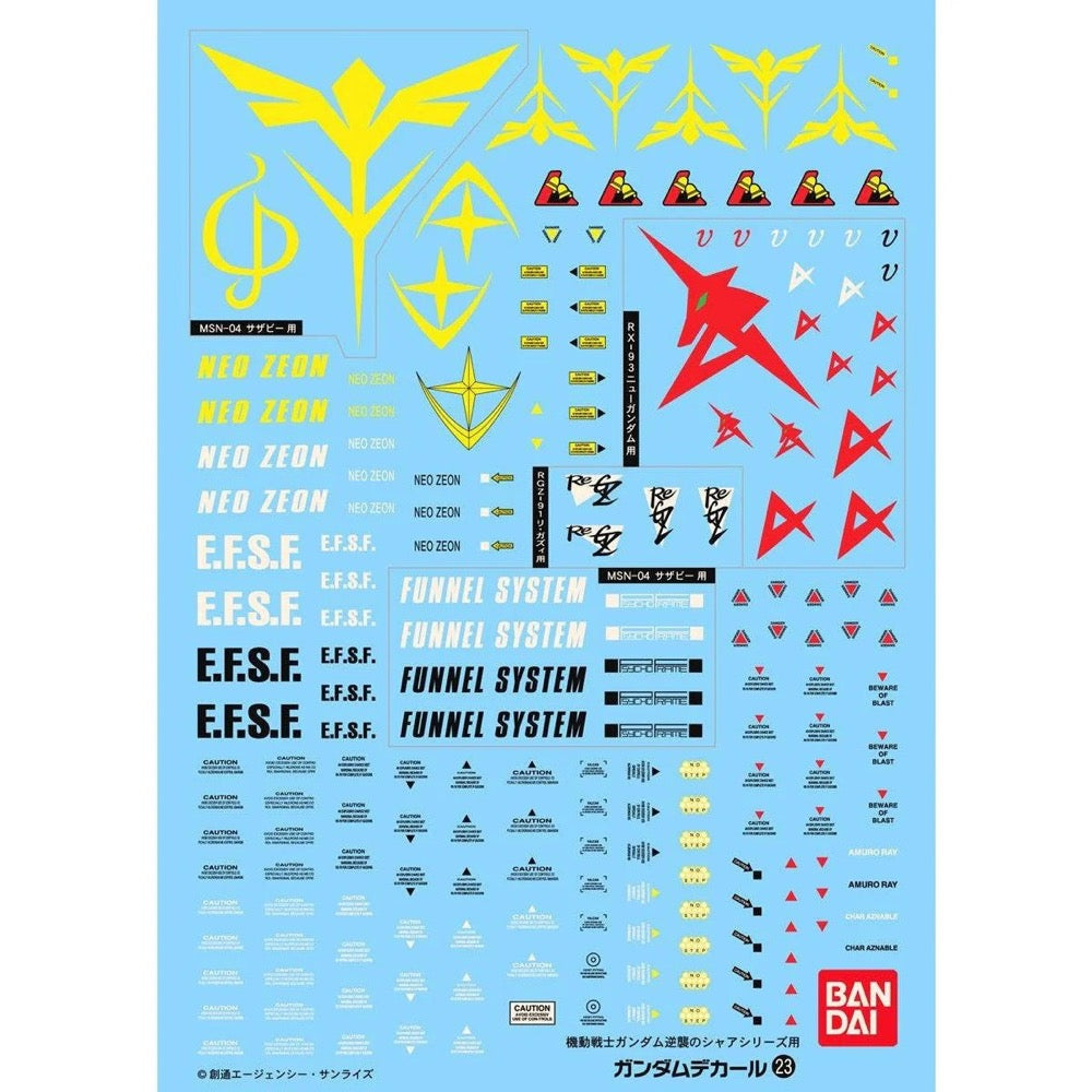 Bandai 5057493 23 MG Multiuse Char's Counterattack Gundam Decal