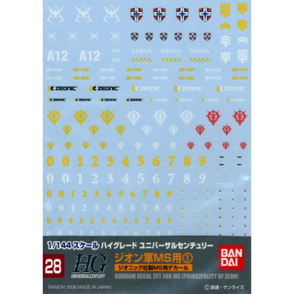 Bandai 50574961 28 HGUC Multiuse Zeon MS 1 Gundam Decal