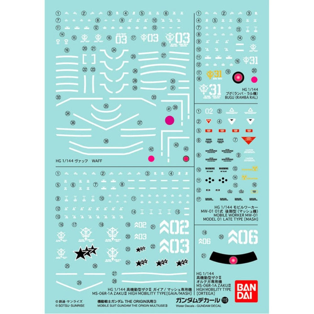 Bandai Gundam Decal 119 Mobile Suit Gundam The Origin Multiuse 3